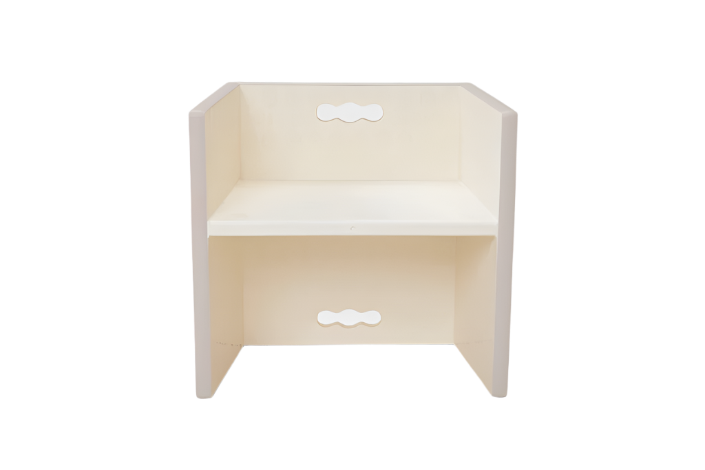 Ivory Cube Chair, B. Toys, B. Spaces - Step Stool Chair Stair Ivory, chairs for toddlers, children's step stool, safest step stool for kids, The Montessori Room, Toronto, Ontario, Canada.