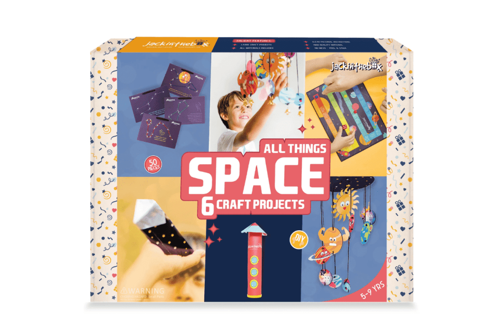 JackInTheBox 6-in-1 All Things Space, 5 years and up, 6 space-themed craft projects, best birthday gifts for kids, gifts for creative kids, gifts for kids who love space, The Montessori Room, Toronto, Ontario, Canada.