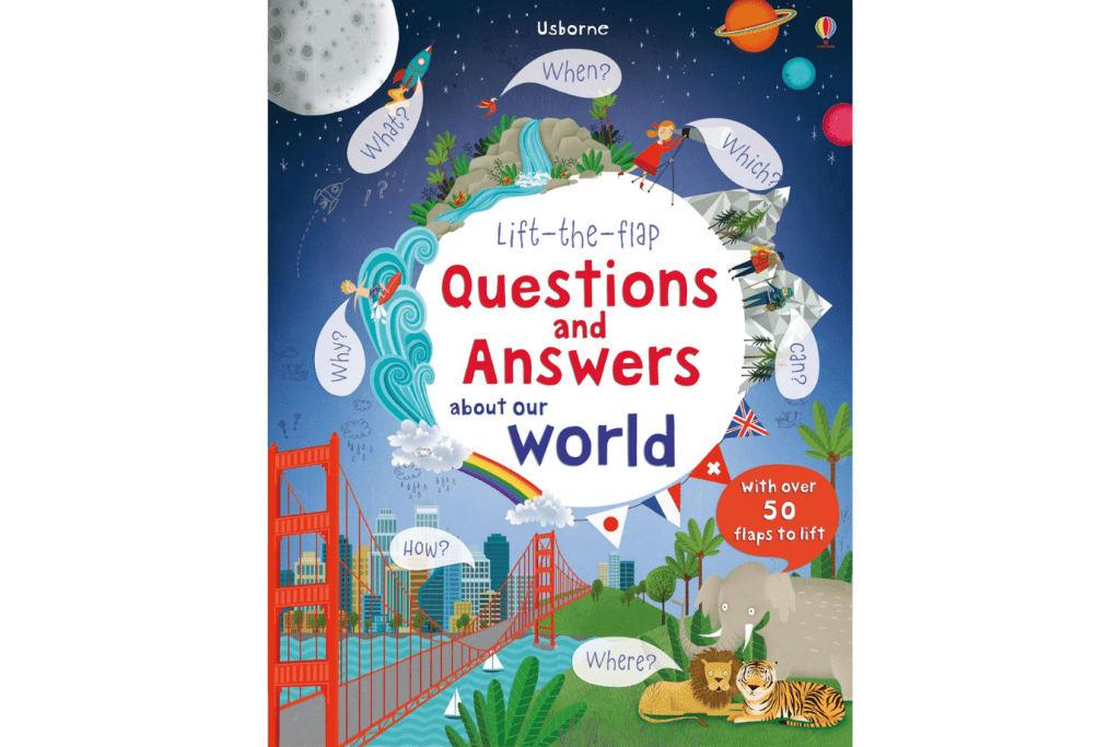 Lift-the-flap Questions and Answers about Our World by Katie Daynes, kids books about geography, children's books the world