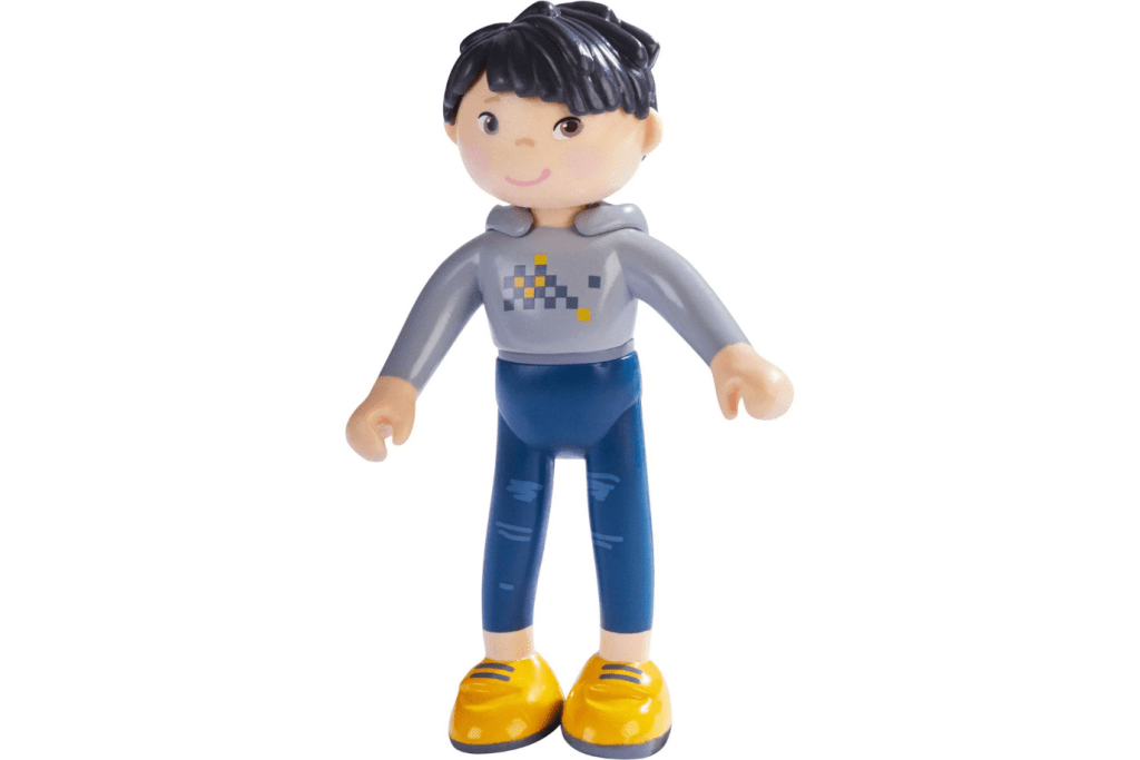 Little Friends Doll, HABA, Little Friends collection, miniature dolls, toy dolls, dolls for dollhouse, best pretend play toys, best gifts for 3 year olds, best gifts for 4 year olds, best gifts for 4 year olds, imaginative play toys, The Montessori Room, Toronto, Ontario, Canada.