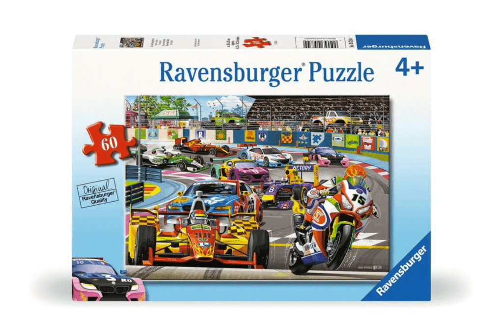 Children’s Jigsaw Puzzle Racetrack Rally - 60 Pieces Puzzle, jigsaw puzzles for kids, best jigsaw puzzles, car puzzles, racing car puzzles, best gifts for kids, The Montessori Room, Toronto, Ontario, Canada.