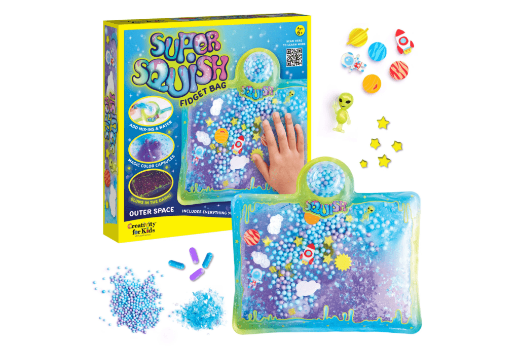 Super Squish Fidget Bag, Creativity for Kids, DIY sensory bag, craft kits for kids, travel toys, sensory toys, fidget toys, The Montessori Room, Toronto, Ontario, Canada.