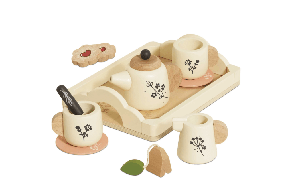 Wooden Tea Set & Tray, Le Toy Van, children's tea set, imaginative play, tea parties, pretend play toys, The Montessori Room, Toronto, Ontario, Canada.