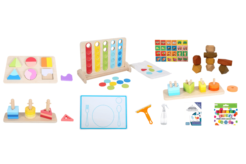 The Play Kits by Lovevery, Lovevery, Montessori toy subscription, buy Lovevery item individually, Lovevery Canada, Lovevery in store, The Helper Playkit, 25 - 27 Months, The Enthusiast Play Kit, 28 - 30 Months, The Investigator Play Kit, 31 - 33 Months,  The Free Spirit Play Kit, 34 - 36 Months, The Montessori Room, Toronto, Ontario, Canada. 