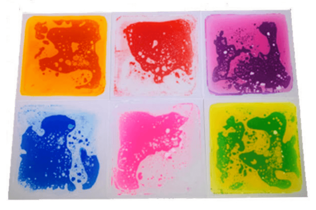 12in Liquid Tile - 6 Pack Asst. Colours, gel floor tiles, sensory toys for kids, fidget toys for kids, best sensory toys for little kids, best sensory toys for kindergartener, best sensory toys for little kids, best sensory toys for toddlers, gross motor toys, balance toys, Toronto, Canada